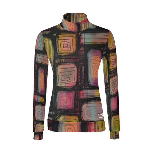 Chandail à col montant imprimé – Élégance et confort réunis 💫 RAINBOW