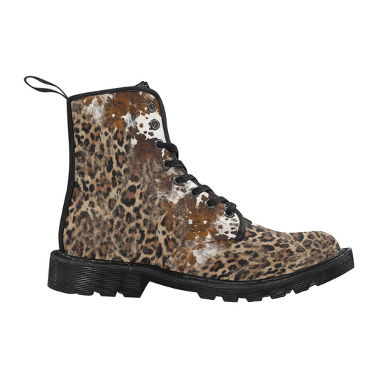 LéoCow-Bottes en toile à lacets pour femmes (Noir)