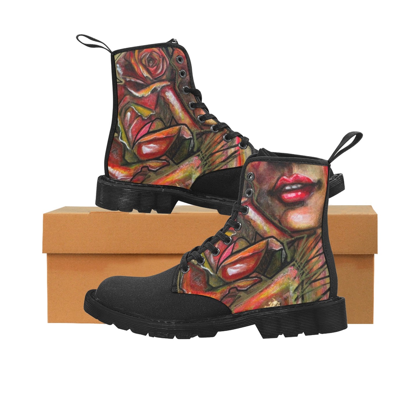 Valentina Bottes en toile à lacets pour femmes (Noir)