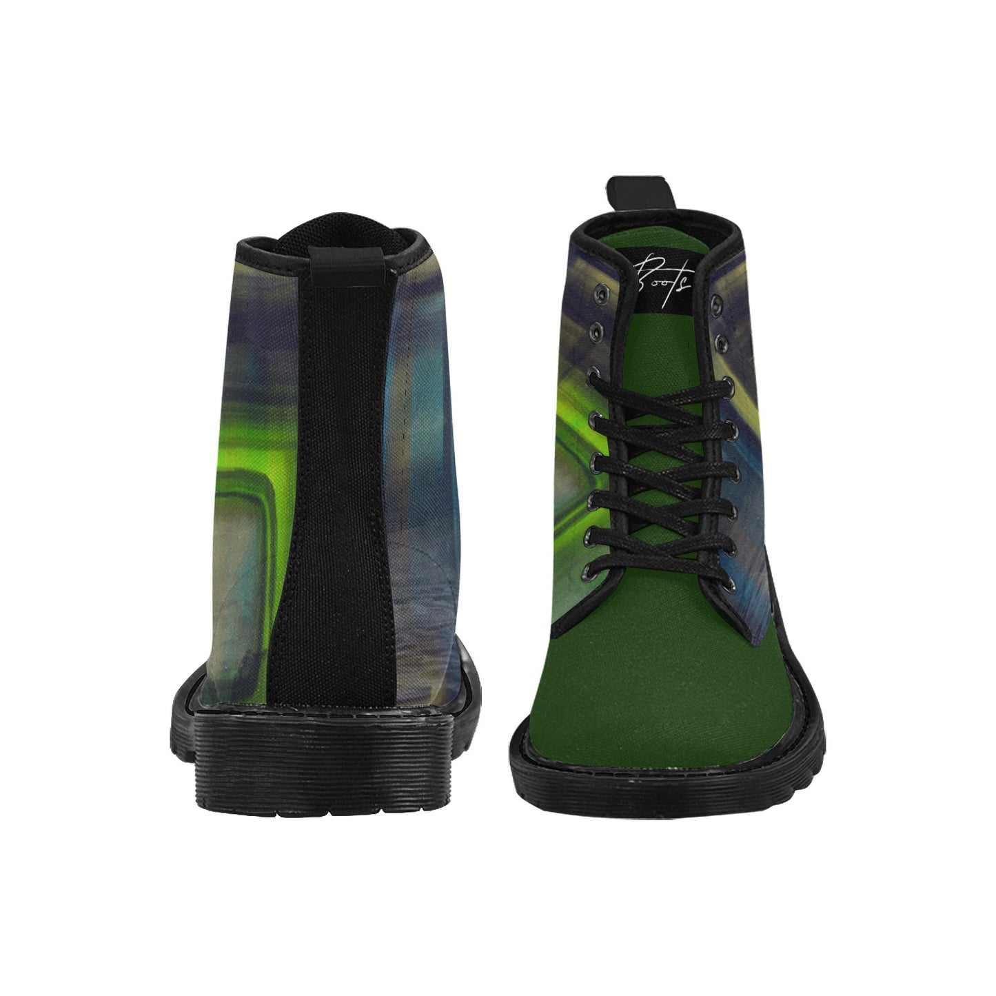 Verde Bottes à lacets en toile pour homme (Noir)