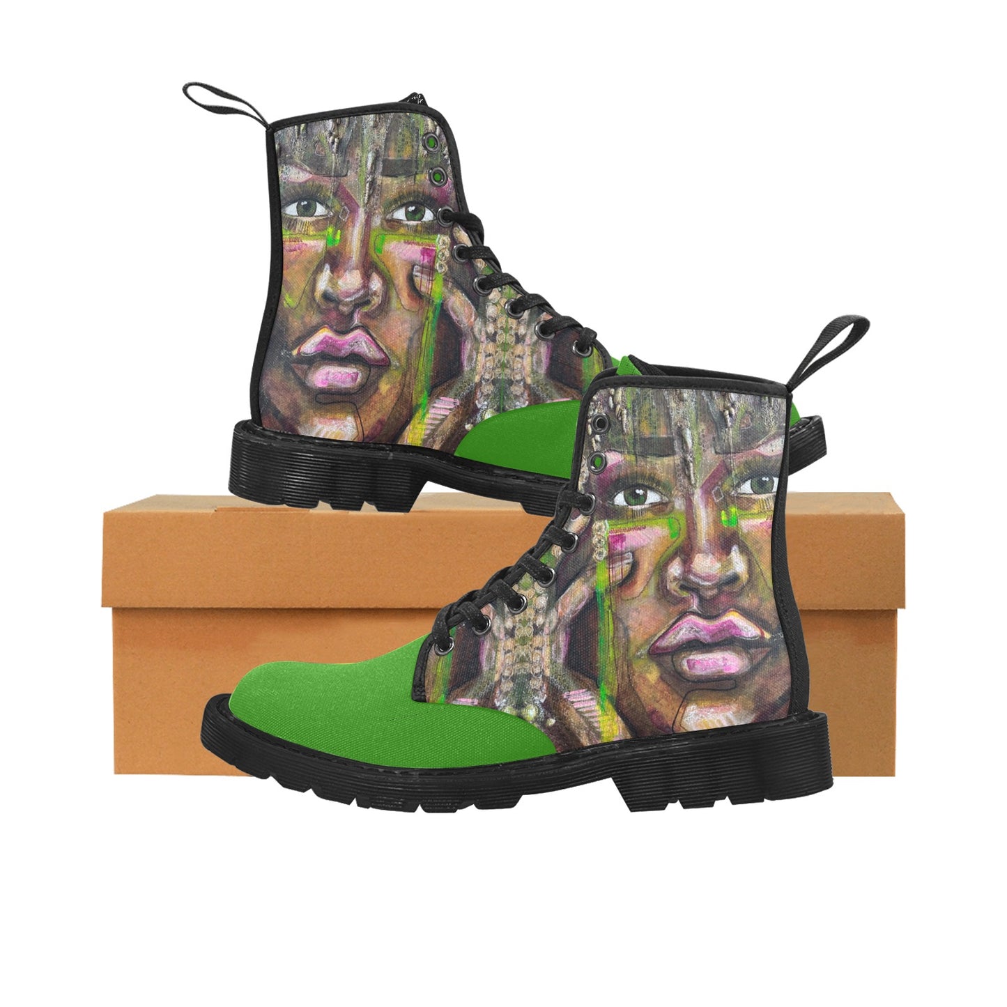 Dalia- Bottes en toile à lacets pour femmes (Noir)