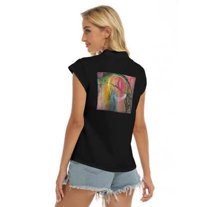 All-Over Print Women's Stacked V-neck Short Sleeve Blouse