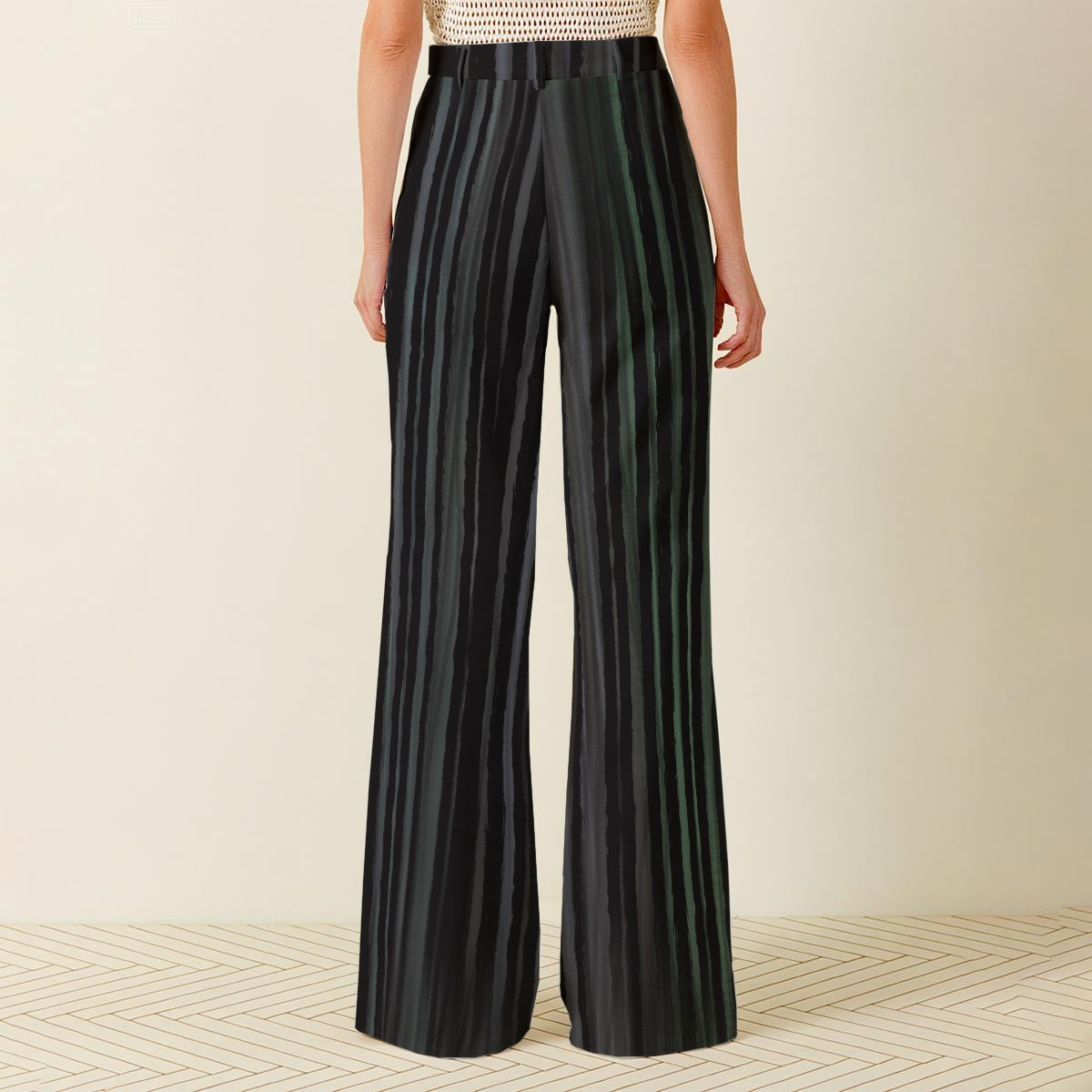 Pantalon large taille haute pour femme – Look chic et décontracté - BLACK ROW