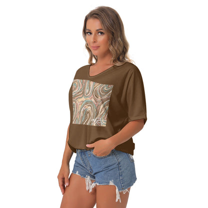 Haut fluide à col V et manches chauve-souris ✨DUNE