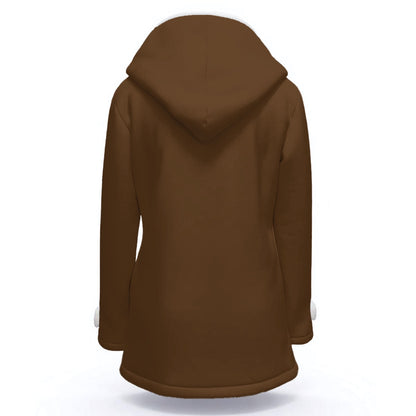 All-Over Print Women's Hooded Double-Breasted Winter Coat With Fleece