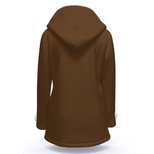 All-Over Print Women's Hooded Double-Breasted Winter Coat With Fleece