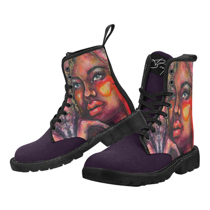 Astrid- Bottes en toile à lacets pour femmes (Noir)