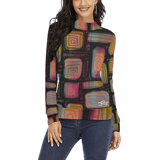 Chandail à col montant imprimé – Élégance et confort réunis 💫 RAINBOW