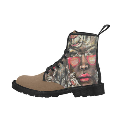 Solène - Bottes en toile à lacets pour femmes (Noir)