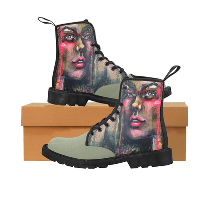 Maëlle - Bottes en toile à lacets pour femmes (Noir)