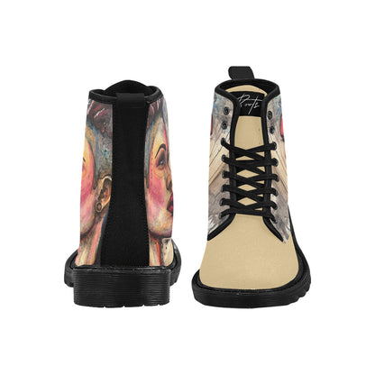 Athéna- Bottes en toile à lacets pour femmes (Noir)