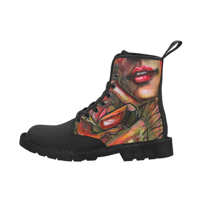 Valentina Bottes en toile à lacets pour femmes (Noir)