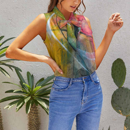 Débardeur Femme Élégant à Nœud – Top Sans Manches Chic & Confortable