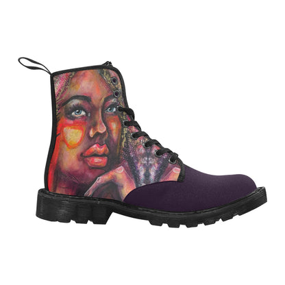 Astrid- Bottes en toile à lacets pour femmes (Noir)