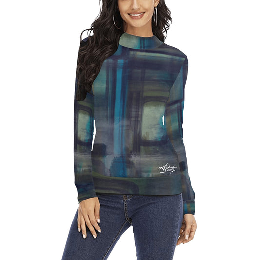 Chandail à col montant imprimé – Élégance et confort réunis 💫 AZURE