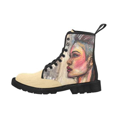 Athéna- Bottes en toile à lacets pour femmes (Noir)