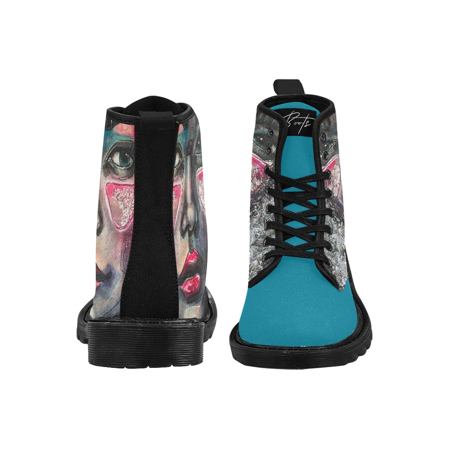 Bottes en toile à lacets pour femmes (Noir)