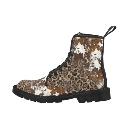 LéoCow - Bottes en toile à lacets pour Hommes (Noir)