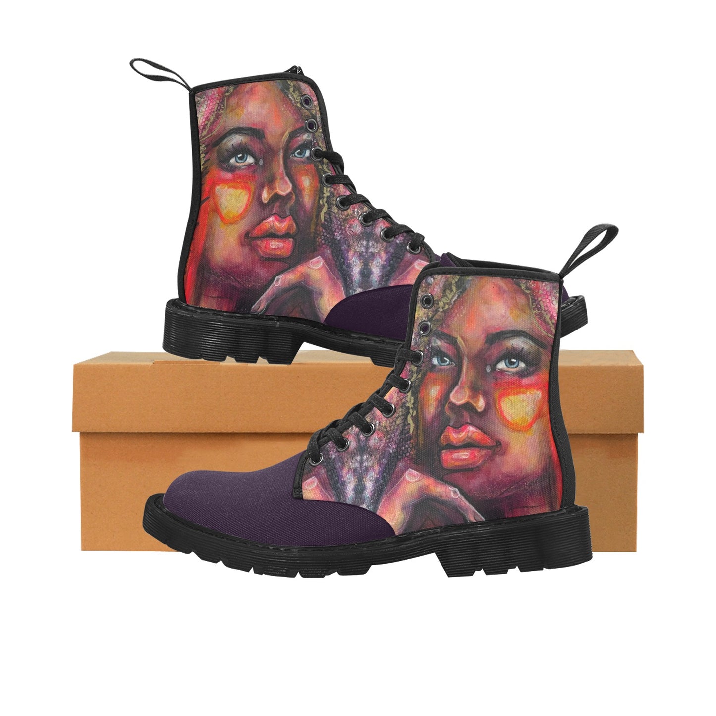 Astrid- Bottes en toile à lacets pour femmes (Noir)