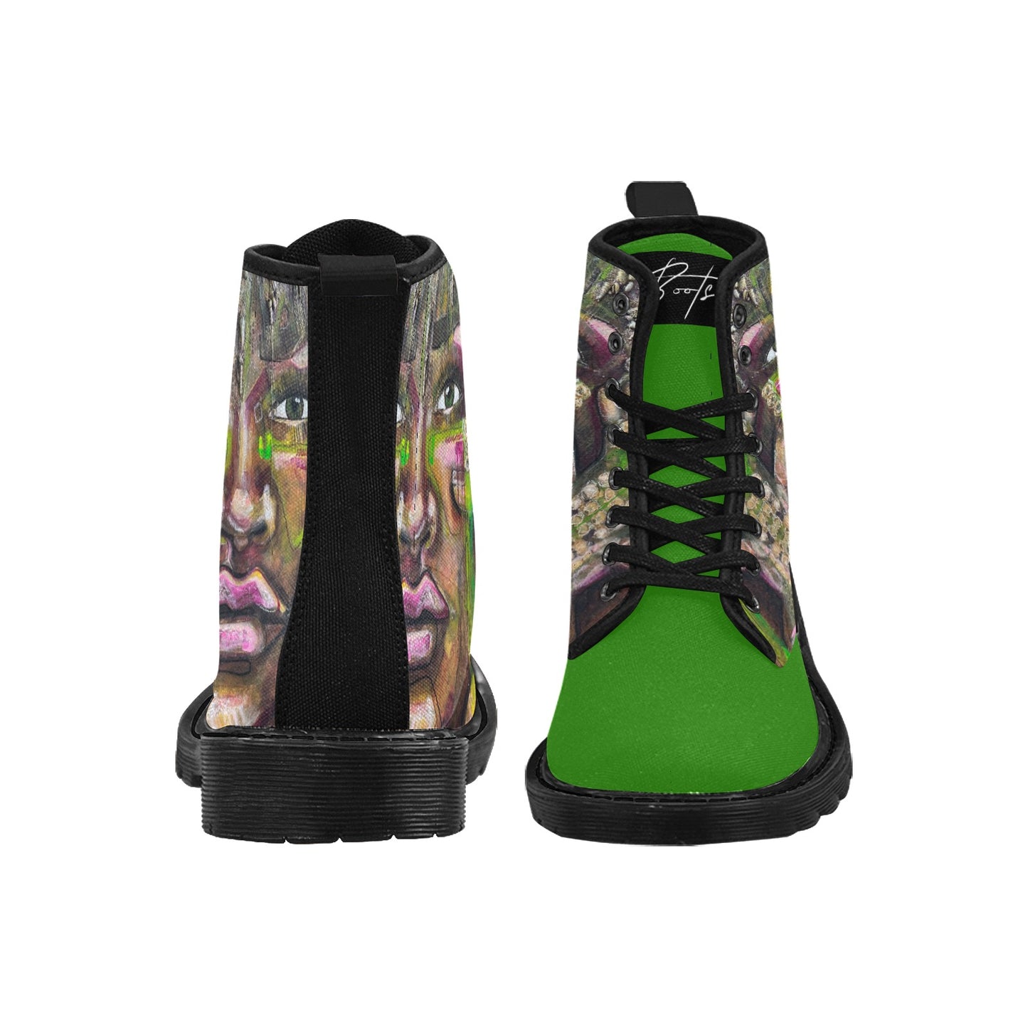 Dalia- Bottes en toile à lacets pour femmes (Noir)