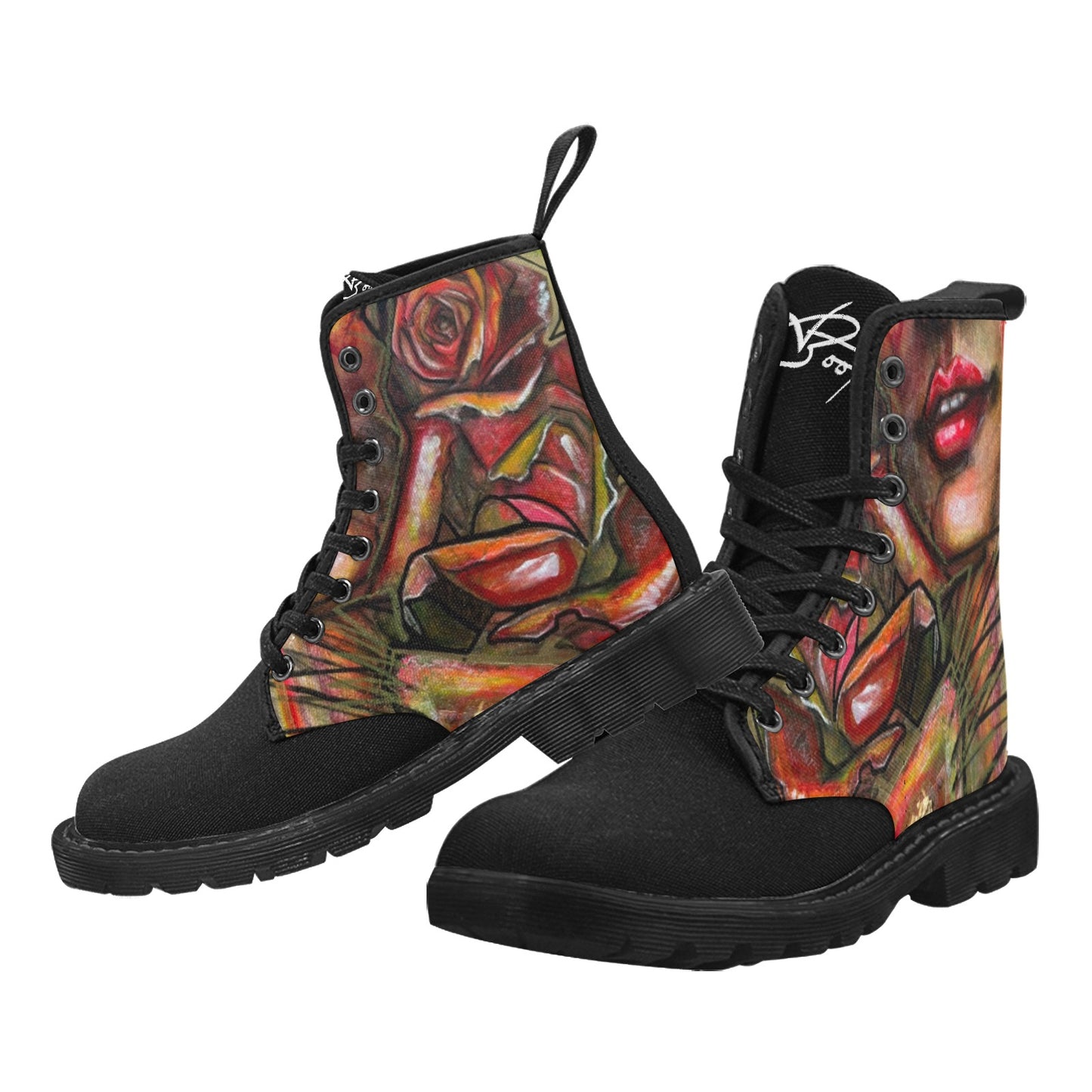 Valentina Bottes en toile à lacets pour femmes (Noir)