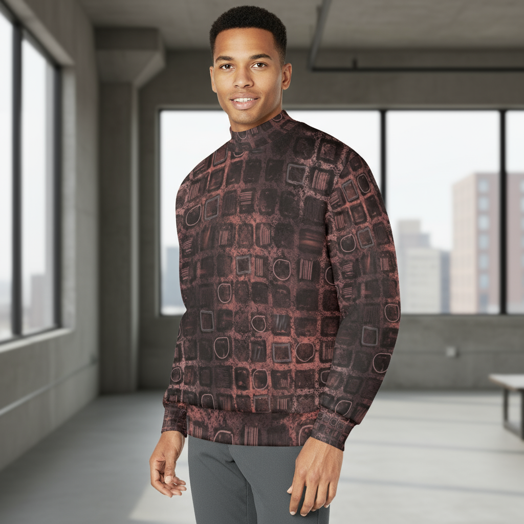 Chandail à col montant imprimé – Style et confort pour homme 🖤 RUBI