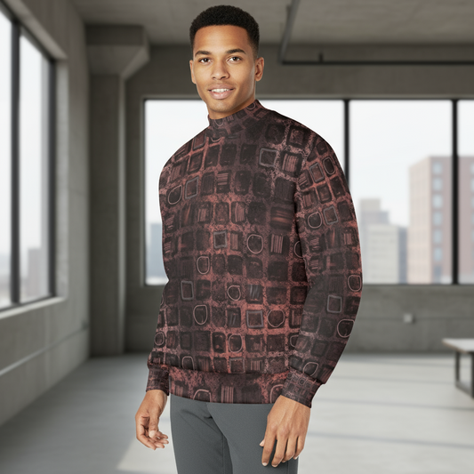 Chandail à col montant imprimé – Style et confort pour homme 🖤 RUBI